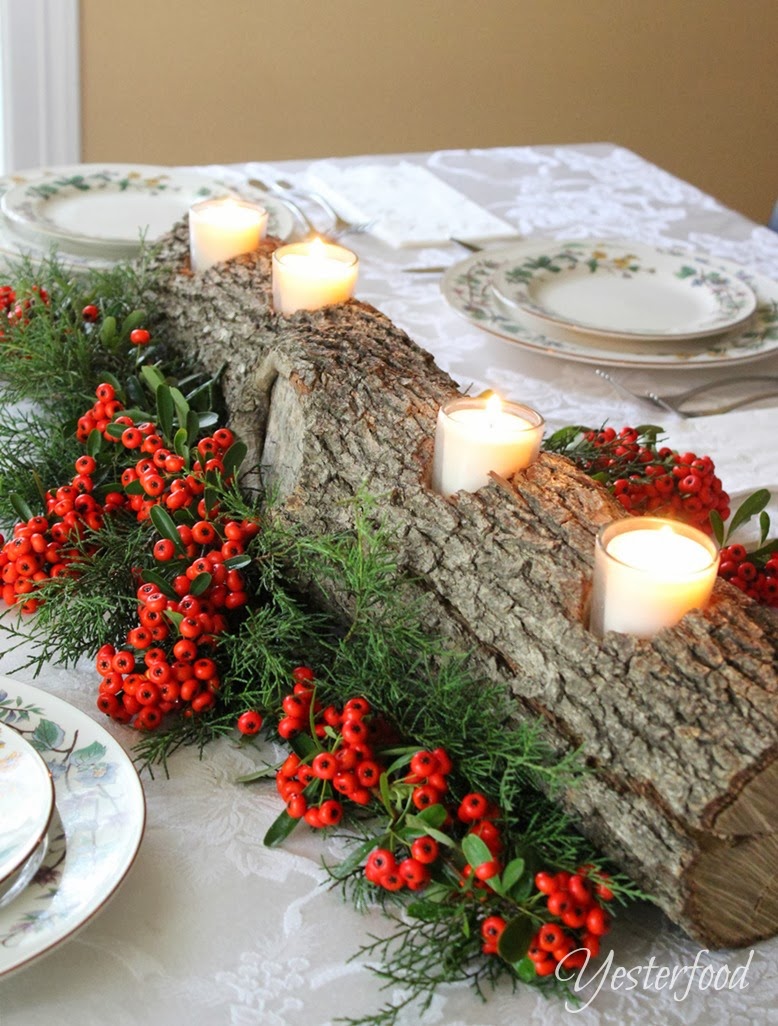 Yesterfood Rustic Log Centerpiece