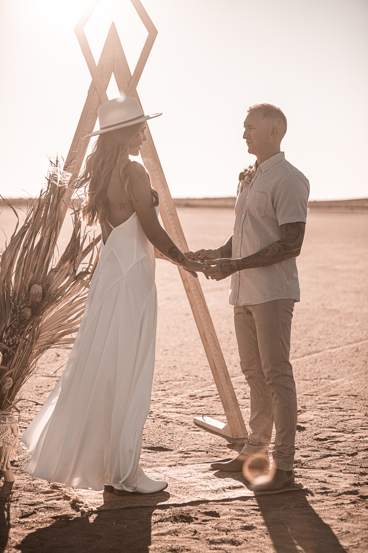 intimate bohemian elopement shoot | to the aisle pilbara region two unique photography and film weddings florals styling karratha wa