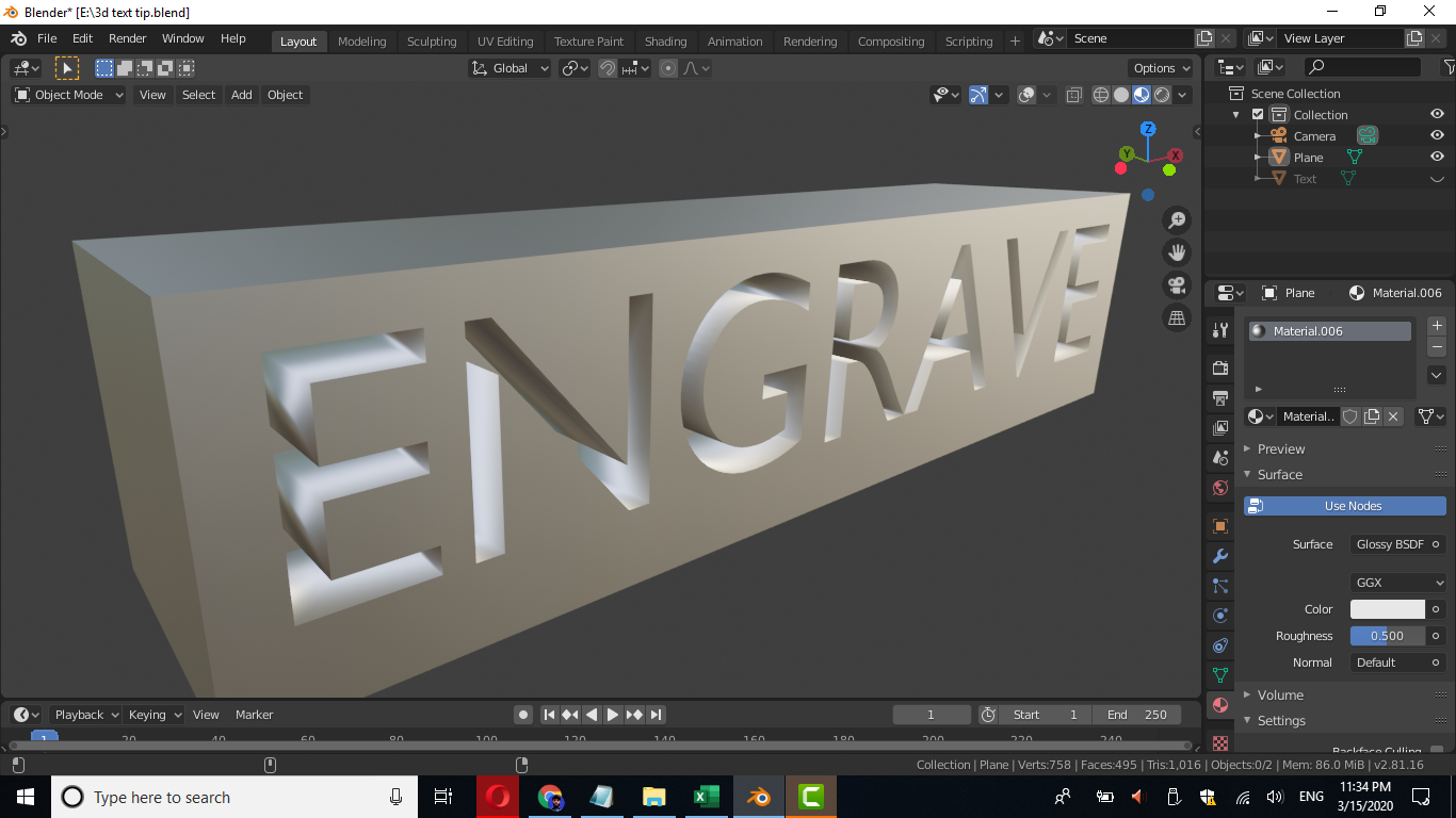 blender 3d text template