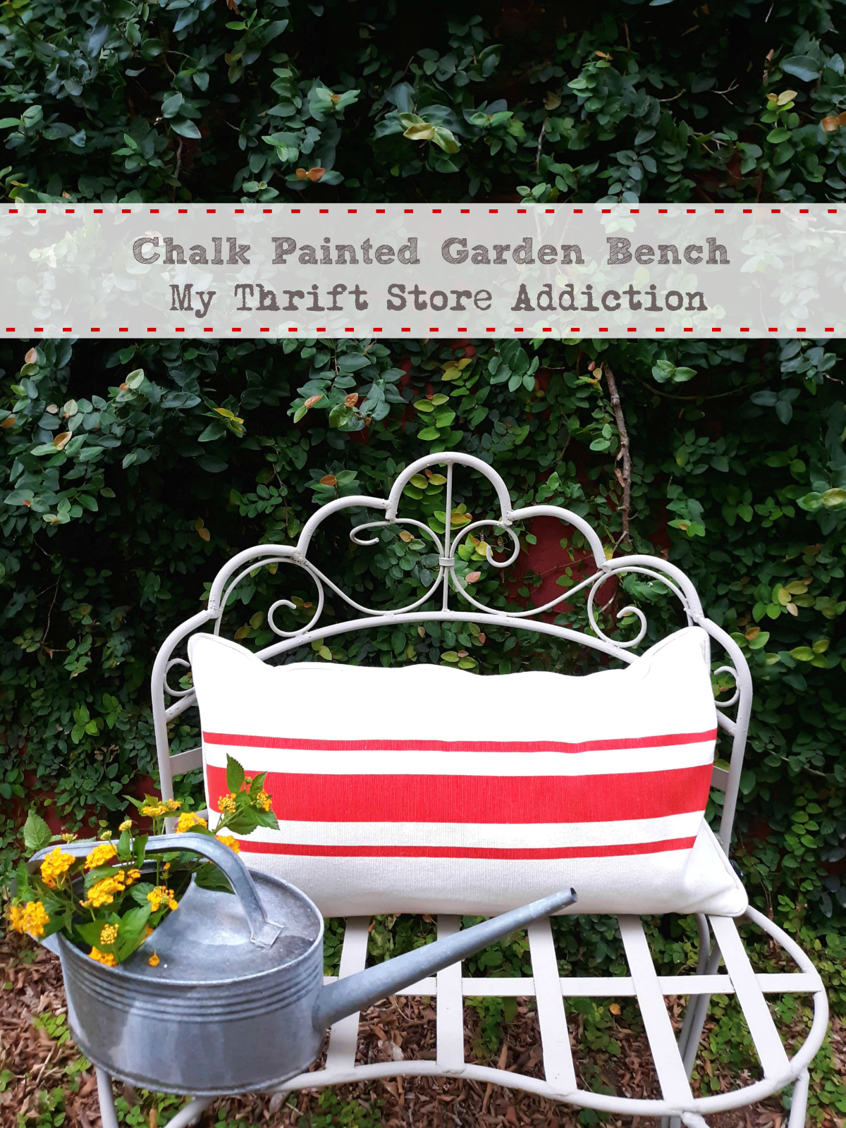 chalk painted garden bench