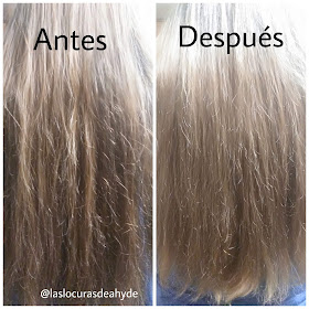 mi cabello antes y despues de usar Elizavecca CER-100 Hair Muscle Essence Oil