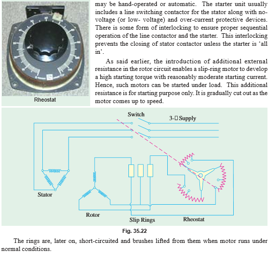 Three phase slip ring Induction motor starting methods