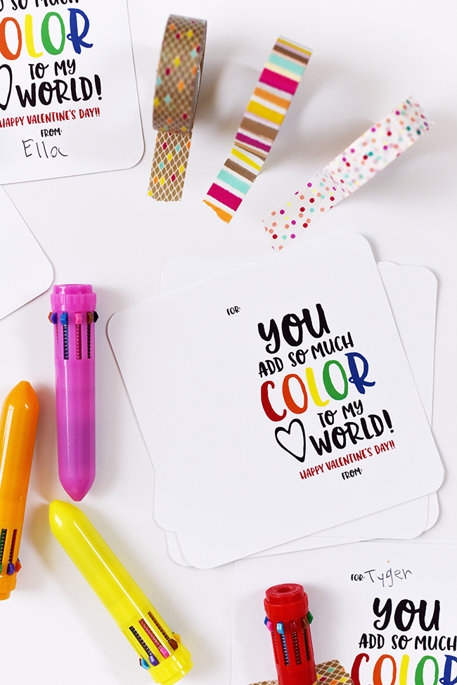 Pen + Paper Flowers: FREE | You Color My World Valentine