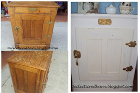 Eclectic Red Barn: Before and after painted vintage fridge side table