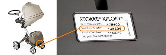Stokke® Xplory® serial number location