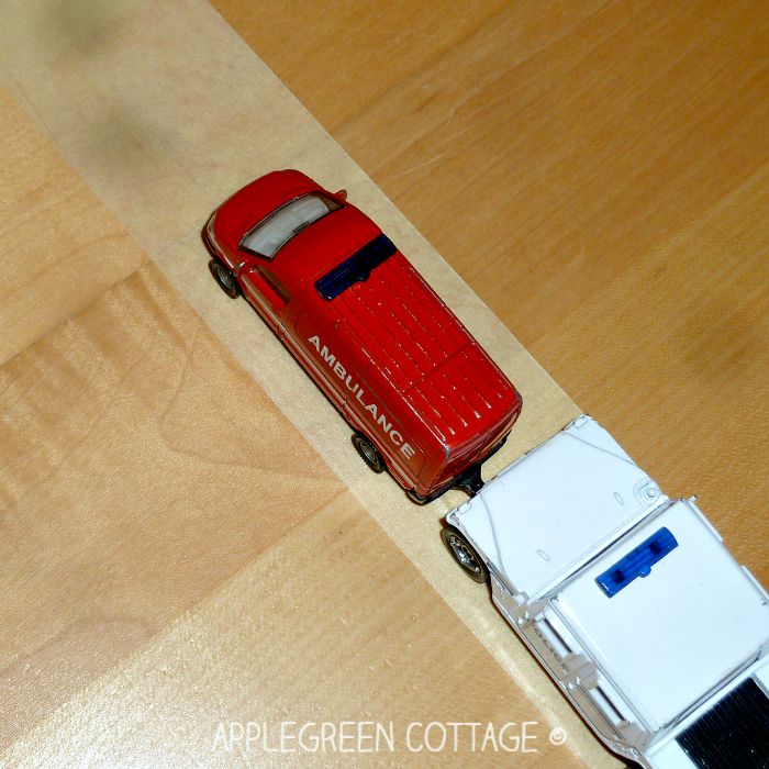 The easiest masking tape road for kids {...you'll ever make} AppleGreen Cottage