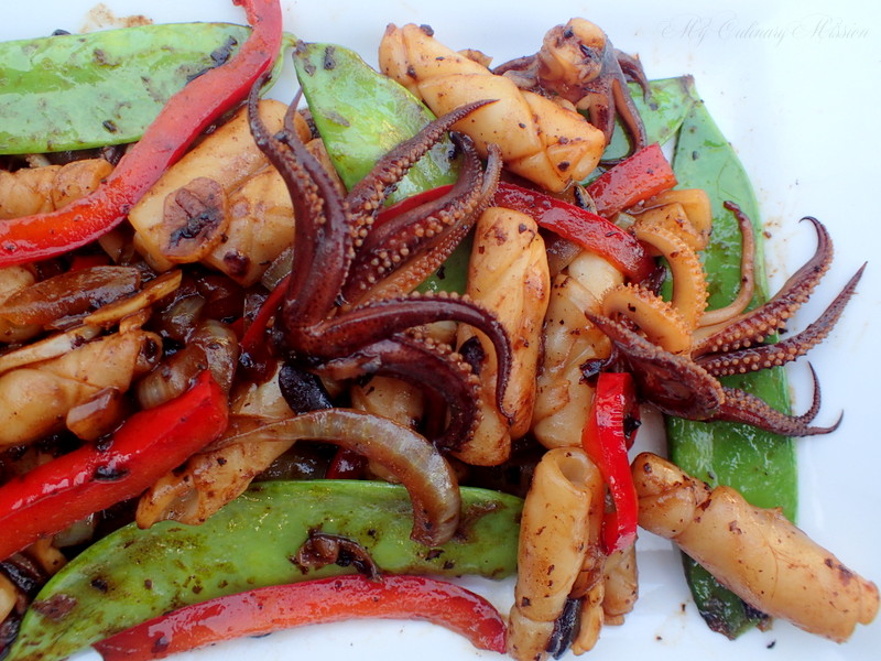 my culinary mission to cook through my 200+ books Wok Wednesdays StirFried Squid with Black