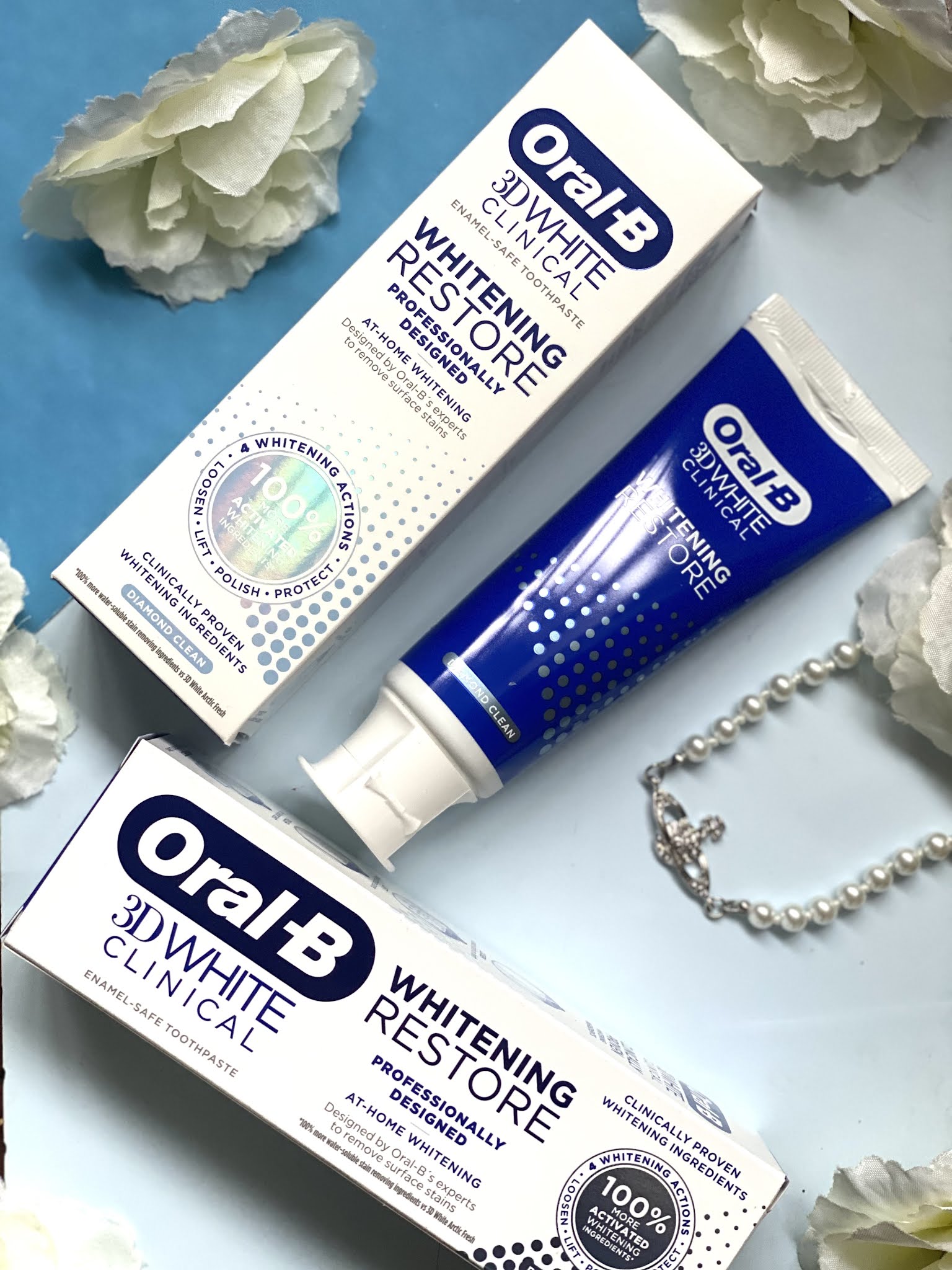 ORAL B 3D CLINICAL WHITENING RESTORE ENAMEL TOOTHPASTE *FIRST