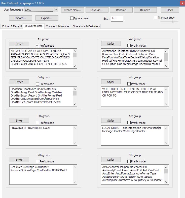 C/AL Code support in Notepad++