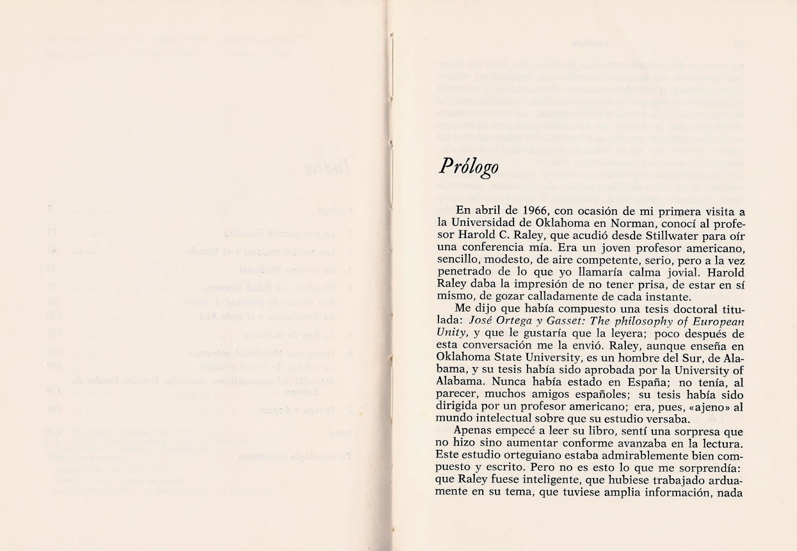 Pensando con Julián Marías: La realidad en su conexión: Harold Raley (1934-
