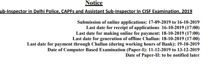 ssc cpo si jobs recruitment exam 2019 online application job apply form