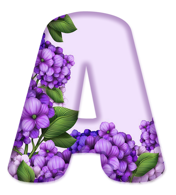 Sussurro De Amor Alfabeto Decorativo Textura Lilás Com Flores Roxas