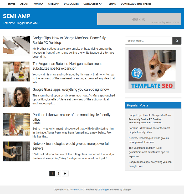 Semi AMP Best Free AMP Blogger Templates