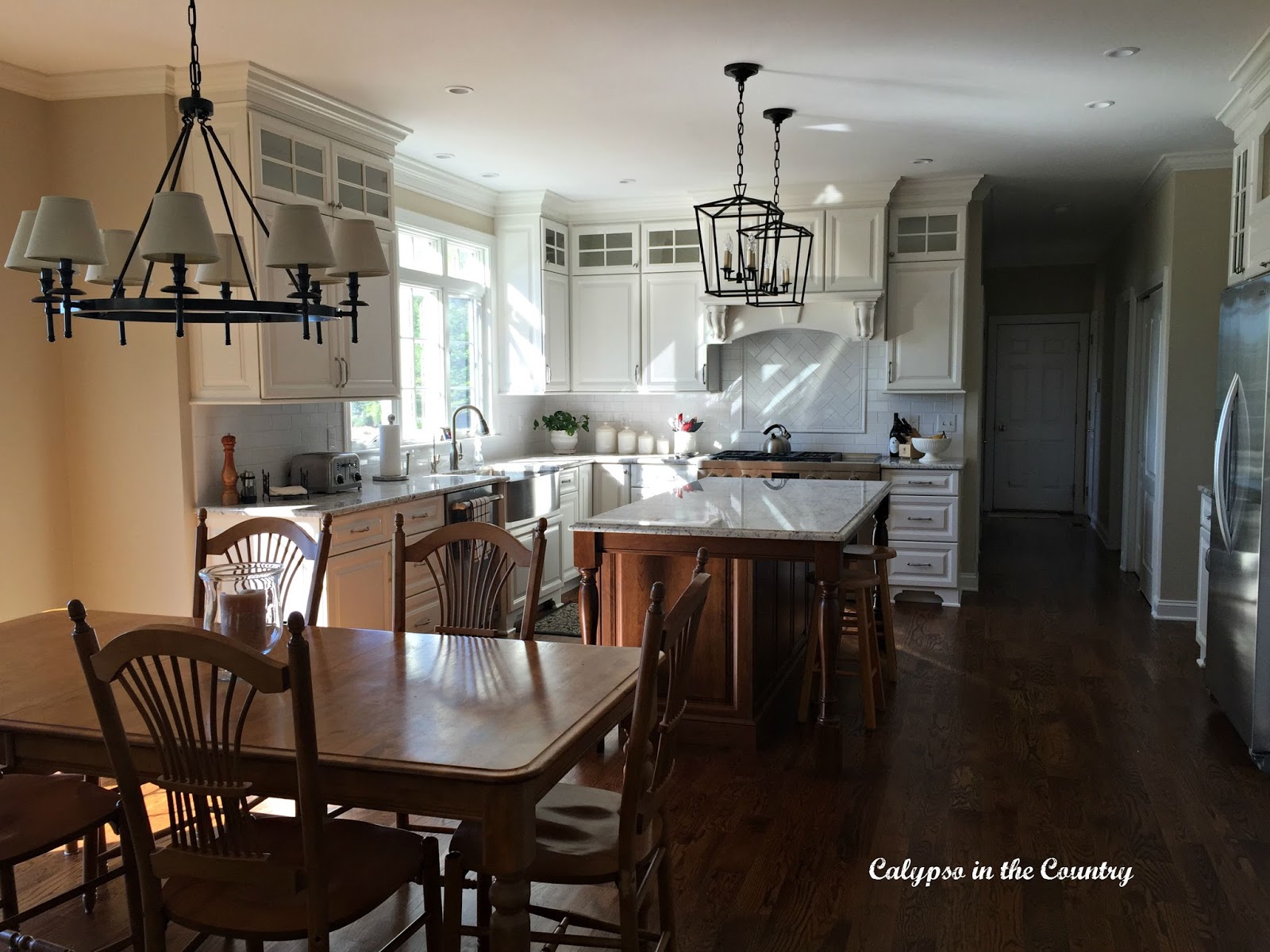 Kitchen with White Stacked Cabinets