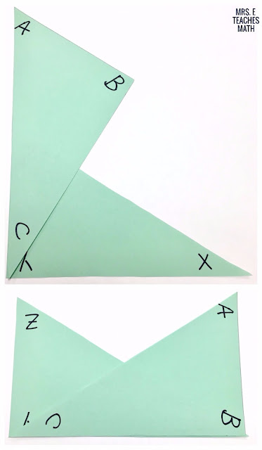 Investigating Overlapping Triangles - this is a great hands-on activity to do before congruent triangles proofs
