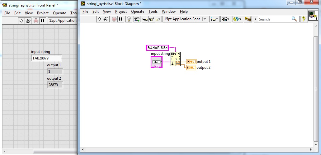 LabVIEW Stringi ayrıştırma - Scan From String