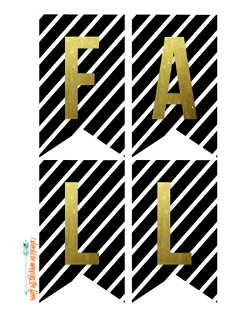 Free Printable Black, White, and Metallic Fall Banner | Download includes separate page of just metallic pumpkins, too.