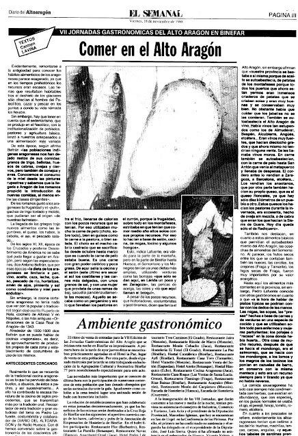 VII Jornadas Gastronómicas del Altoaragón1988