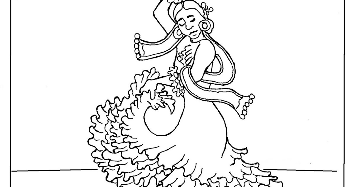 Coloring Pages for Kids by Mr. Adron: Printable Spanish Flamenco Dancer