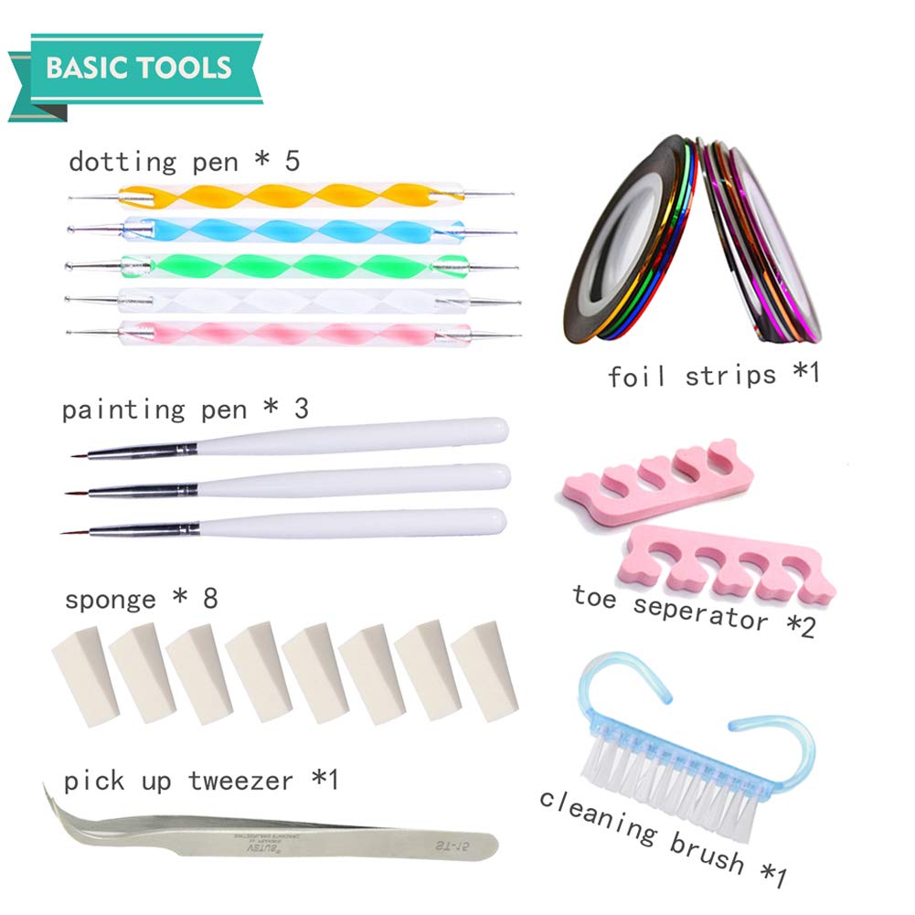 DIY Nail Art Tools Decoration Manicure Kit, Glitter Nail Rhinestones