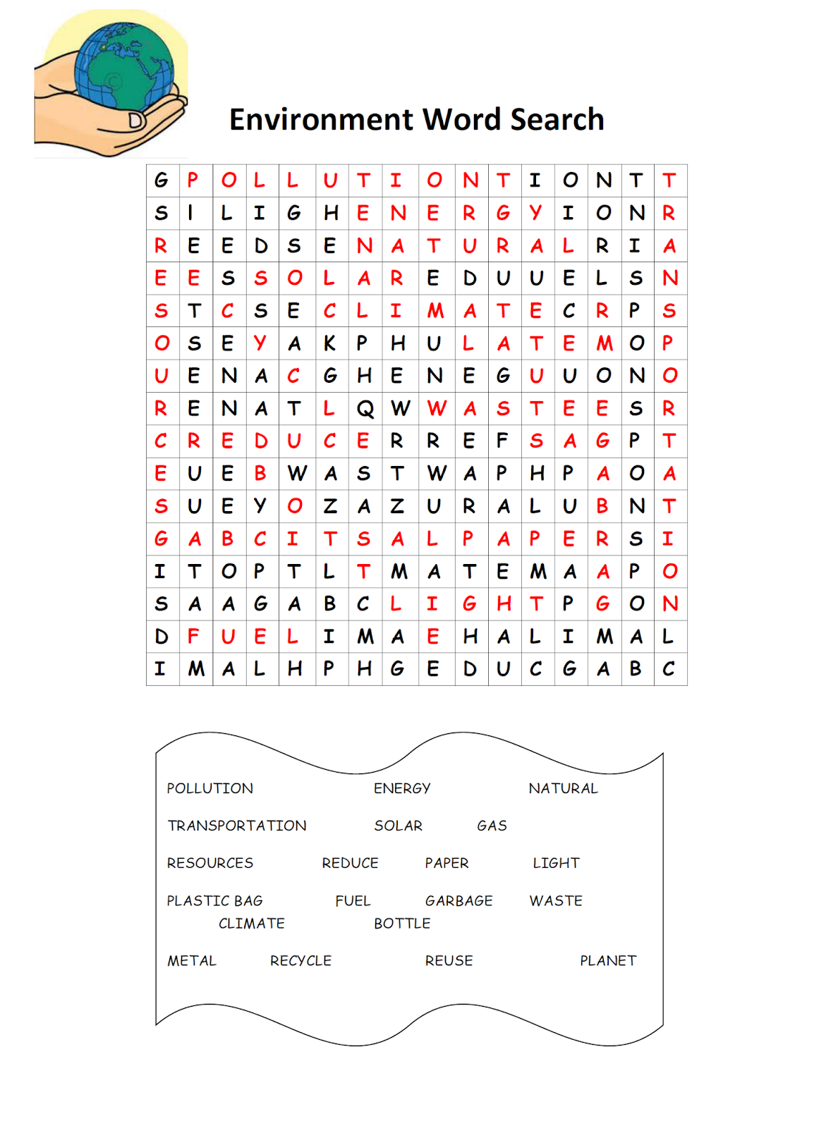 Environment Word Search