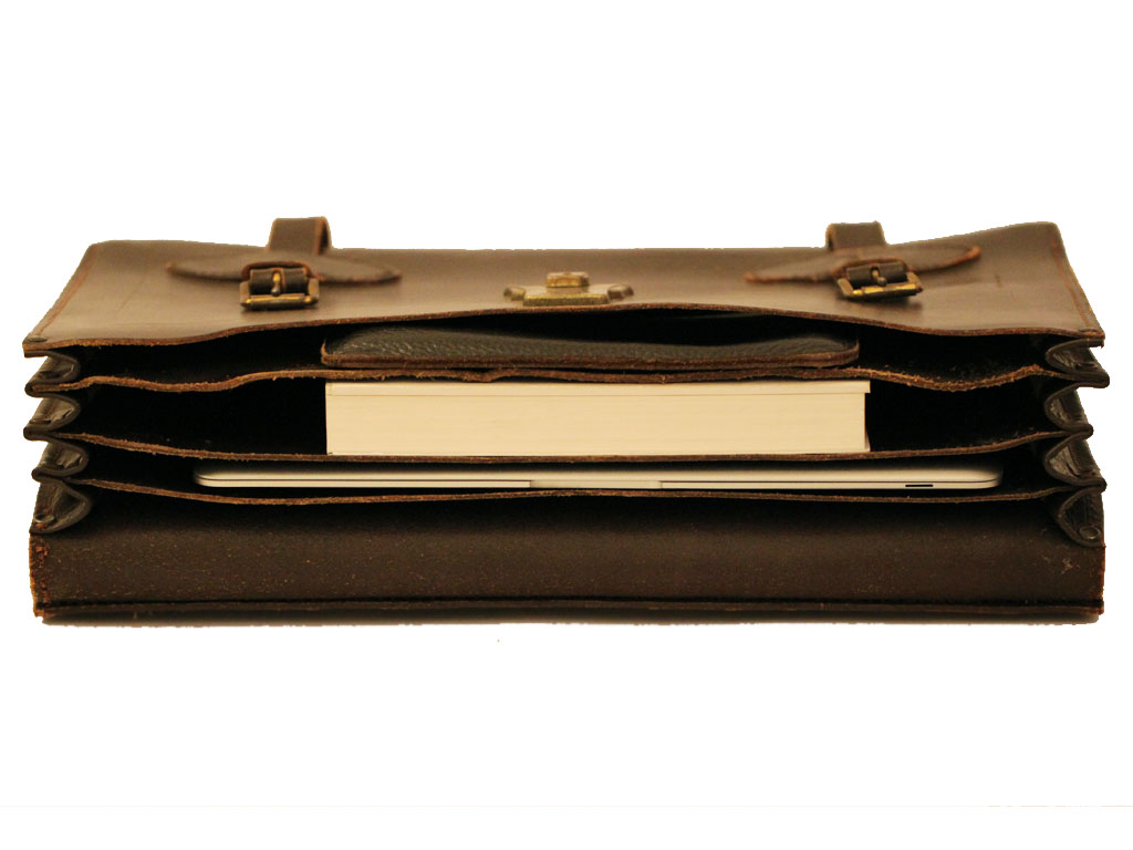 gatherandspread VINTAGE GENUINE LEATHER MILITARY BRIEFCASE