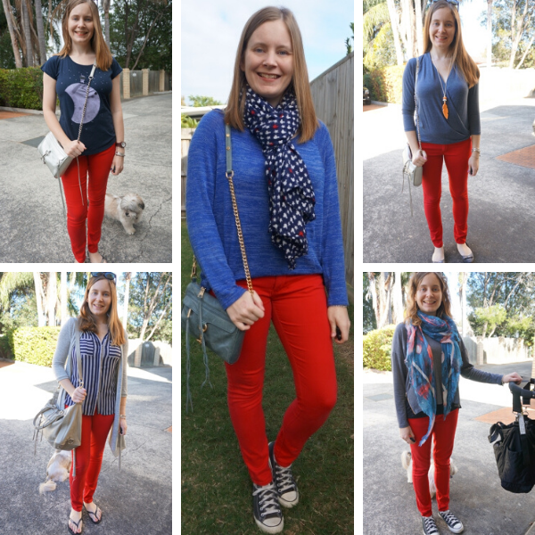 Away From Blue  Aussie Mum Style, Away From The Blue Jeans Rut: 30 Ways To  Wear Red Skinny Jeans - #30wears Challenge