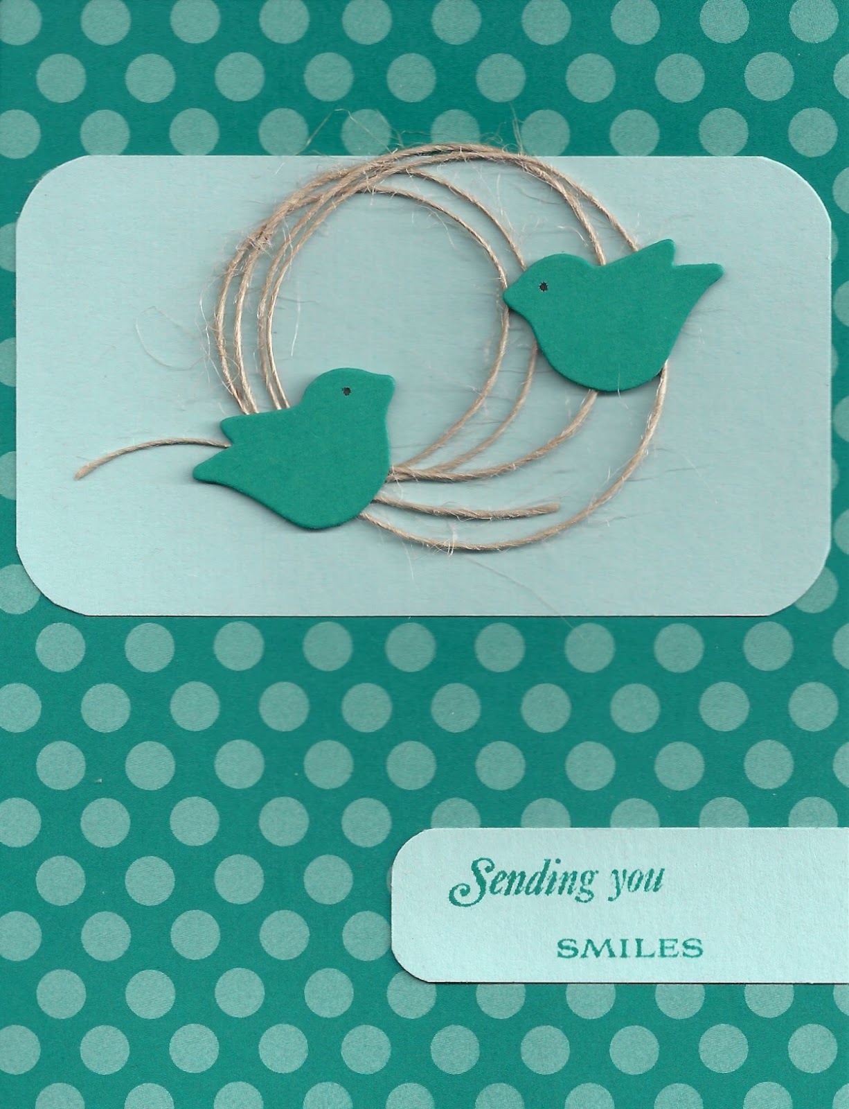 Mostly Markers Cards Teal Birds in Twine Nest