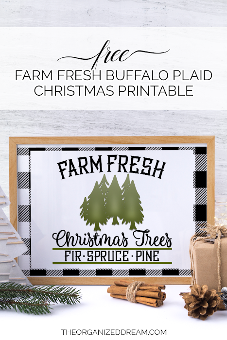 Free farm fresh buffalo plaid Christmas printable for your home and craft projects!   #buffaloplaid #christmas #printables #freebie