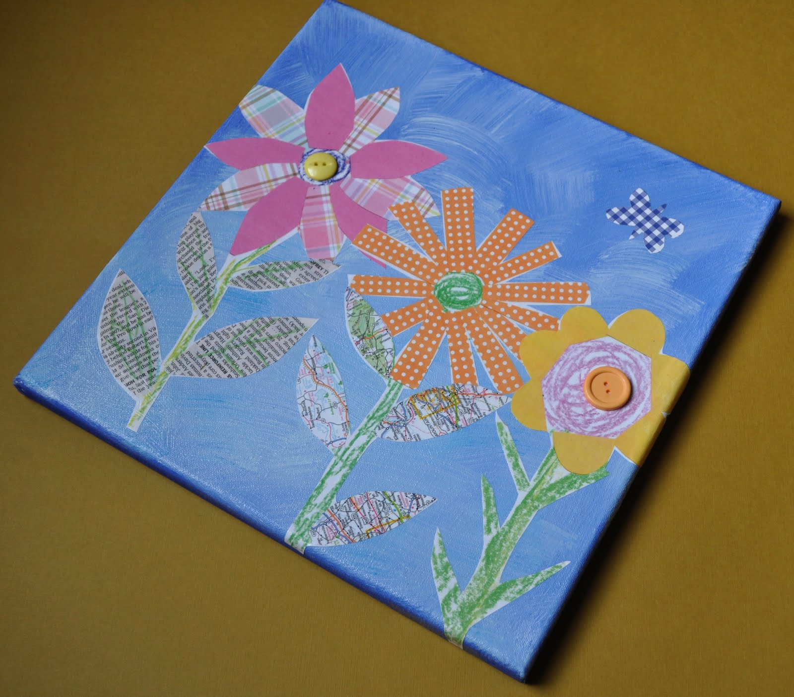 Art with Kids Collage Flowers on Canvas