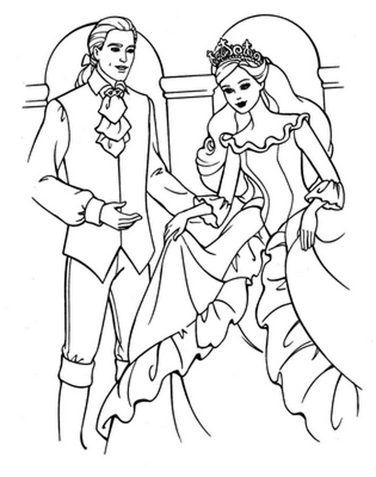 Barbie Coloring Pages Ken Pictures Free Pagesof Wearing Wedding Dress
