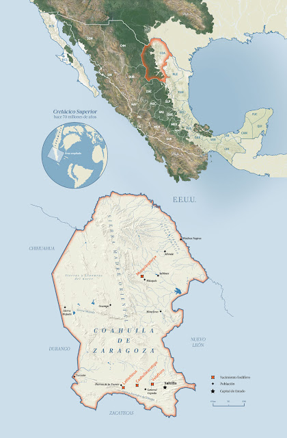 Coahuila Dinosaurs Map