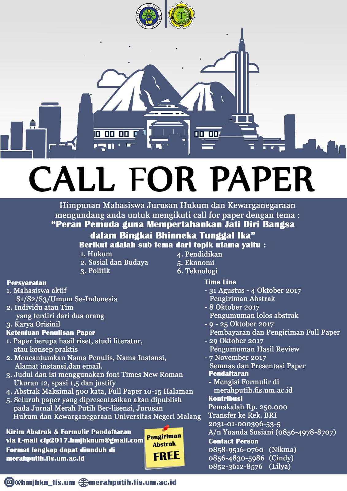 Lomba Karya Tulis Ilimah Call For Paper HMJ HKn Universitas Negeri