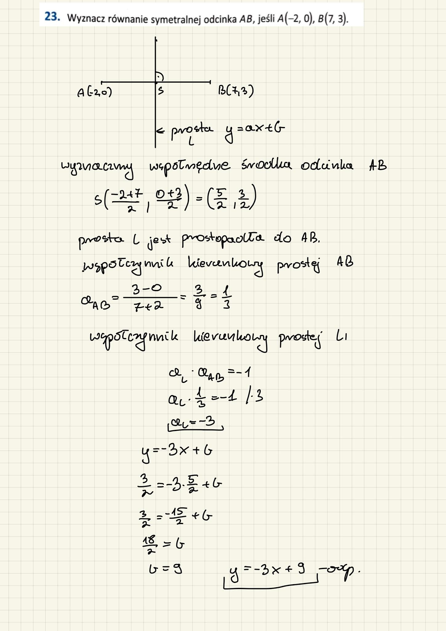 Co To Jest Symetralna Odcinka Powtórka przed maturą - matematyka zadania: 23 Wyznacz równanie