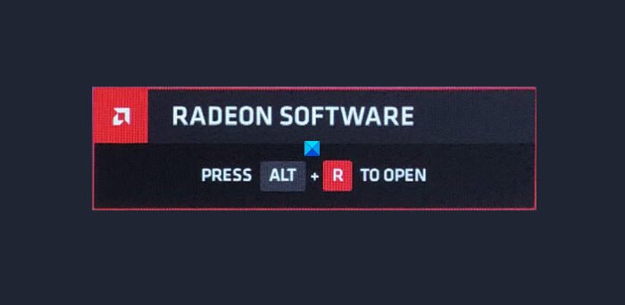 Radeon Software Нажмите ALT + R, чтобы открыть оверлей