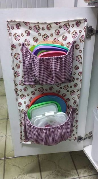 Organizador com retalhos de tecidos para porta retalhos de tecido