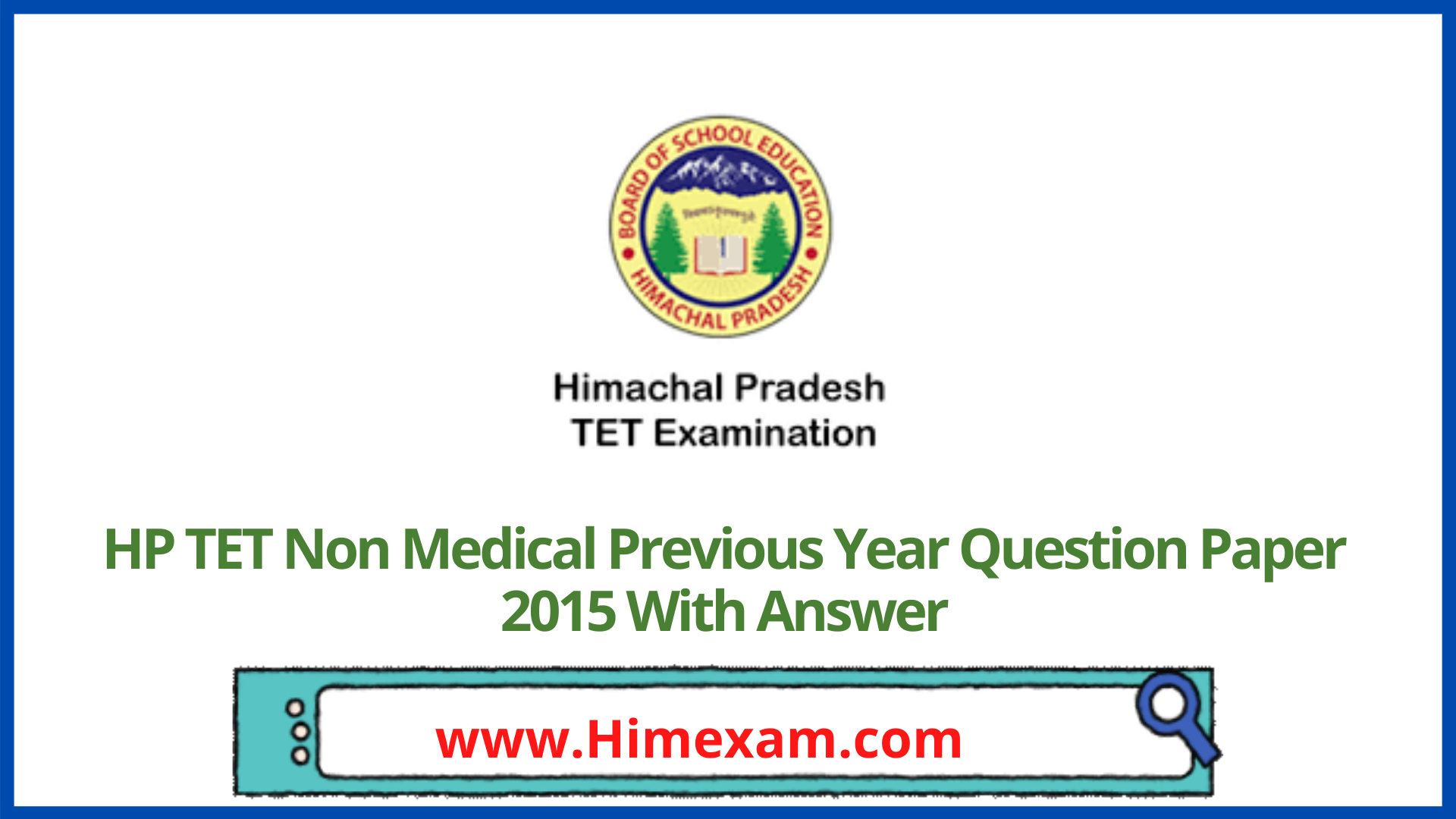 HP TET Non Medical Previous Year Question Paper 2015 With Answer