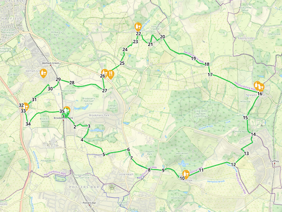 Map for Walk 41: The Northaw Loop Created on Map Hub by Hertfordshire Walker Elements © Thunderforest © OpenStreetMap contributors There is an interactive map embedded at the end of these directions