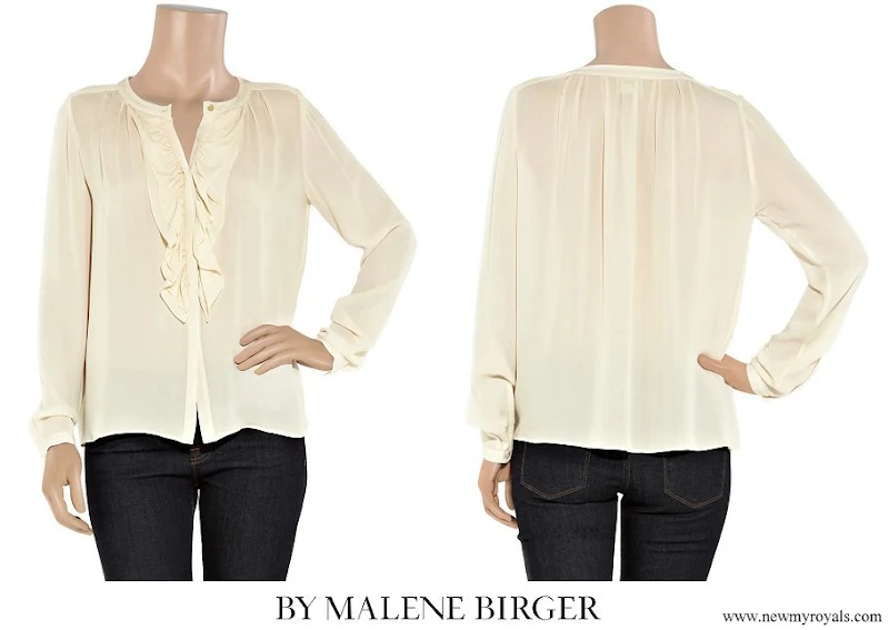 Princess Victoria wore By Malene Birger Drambor Ruffled Cream Blouse