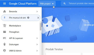 Pilih Project Google Cloud Console