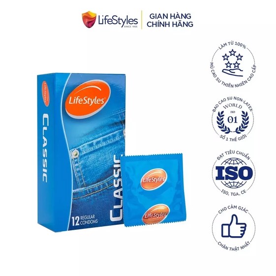 [HỘP] BAO CAO SU CLASSIC THIẾT KẾ MỎNG ÔM SÁT CAO CẤP – LIFESTYLES – 12 BAO/HỘP