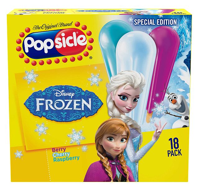 A box of Frozen-themed Popsicles.