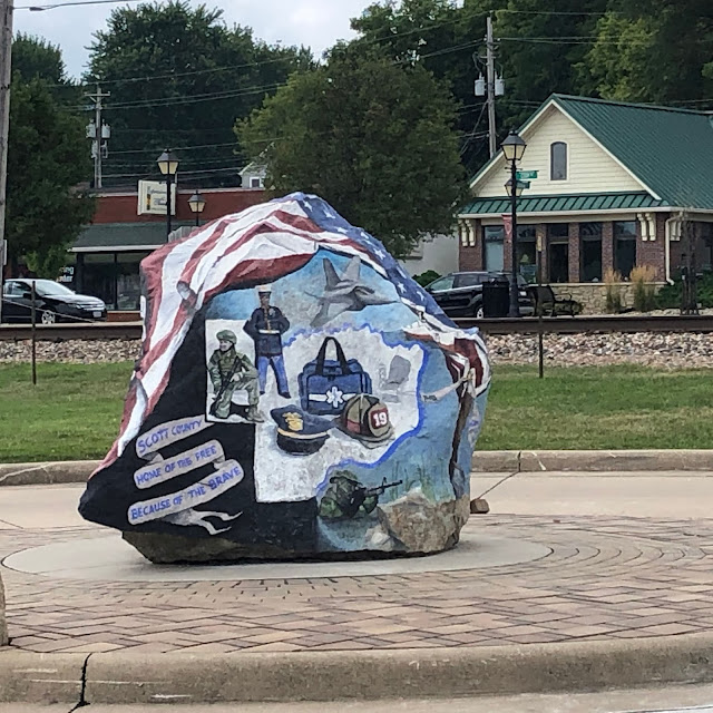 Freedom Rock standing boldly and proudly in LeClaire, Iowa.