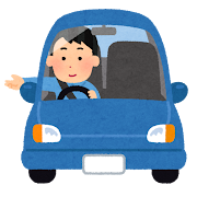 車の窓から手を出す人のイラスト