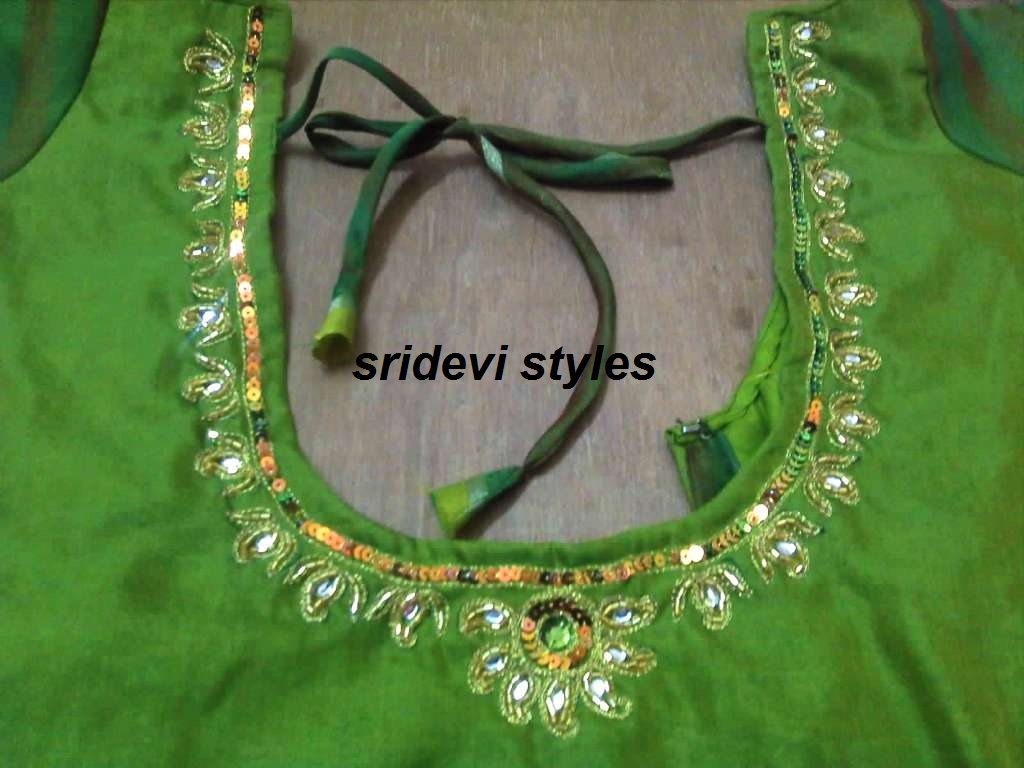Sridevi Styles: simple aari work blouses