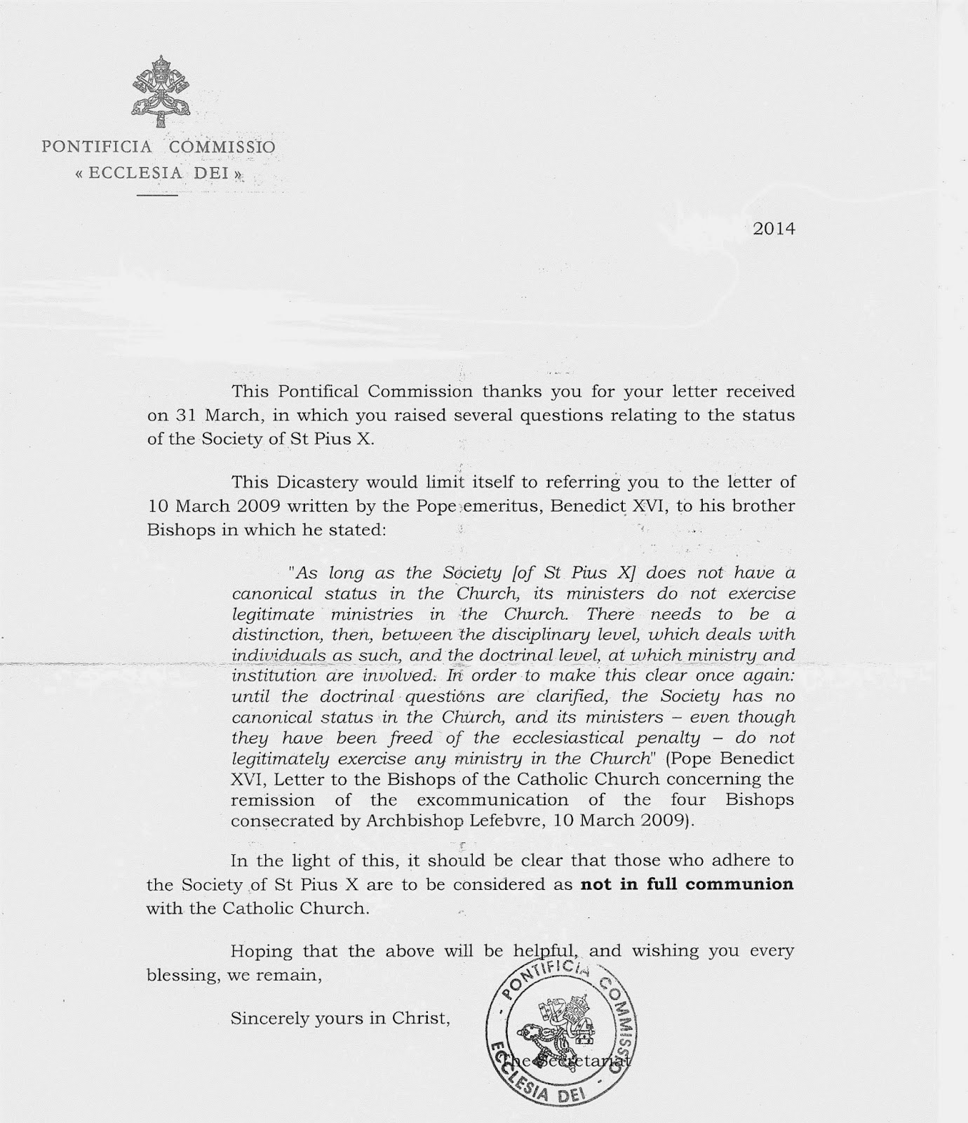 sspx in schism sspx in schism