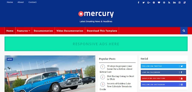 Mercury News Portal Blogger Template