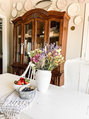 vintage china cabinet in dining room