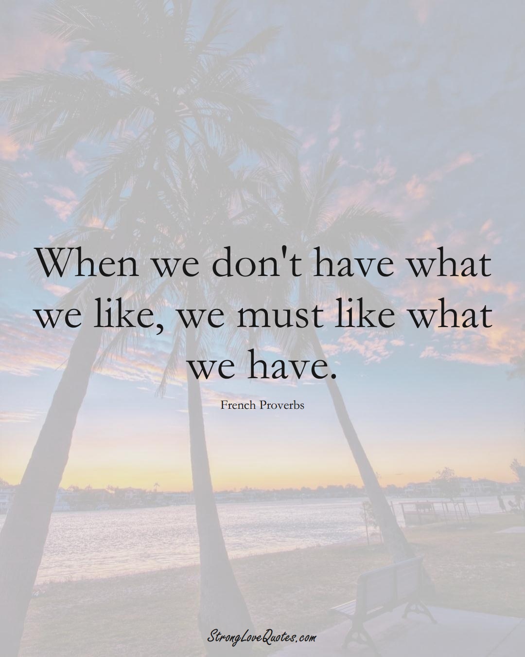 When we don't have what we like, we must like what we have. (French Sayings);  #EuropeanSayings