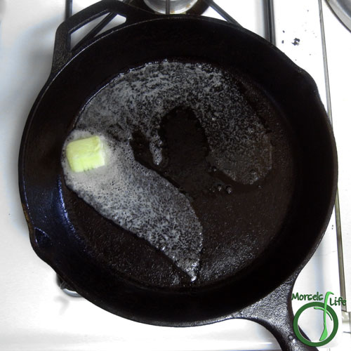 Morsels of Life - Basic Cornbread Step 6 - Carefully remove cast iron skillet from oven and melt remaining 2 tablespoons of butter.